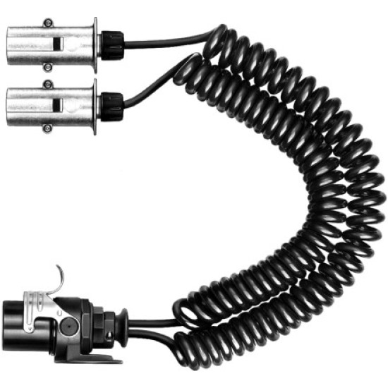 Cablu Electric Spiralat Adaptor Priza, Auto, Tip Y, N/S, 15/7/7, Mufa 7 / 24V, 9 Pini Activi, 3.5m, HELLA