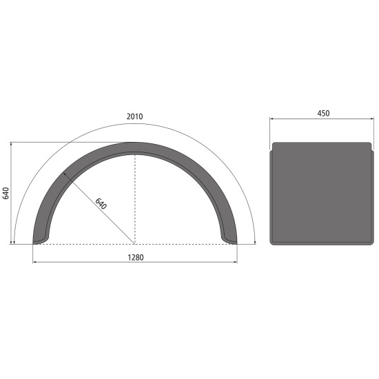 Aripa, Aparatoare Noroi Ingusta, Arc de Cerc 1280mm, 450x640mm