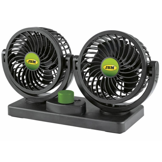 Ventilator Auto Dublu, 12V, cu Suport si Grilaj Protectiv, Oscilant la 360 grade