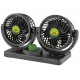 Ventilator Auto Dublu, 12V, cu Suport si Grilaj Protectiv, Oscilant la 360 grade